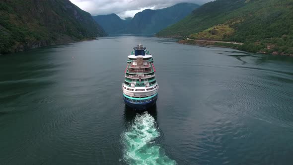 Cruise Ship, Cruise Liners on Sognefjord or Sognefjorden, Norway