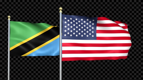 Tanzania And United States Two Countries Flags Waving