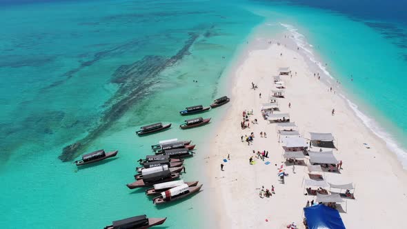 Drone View of Paradise Island in the Indian Ocean with Turquoise Water Zanzibar