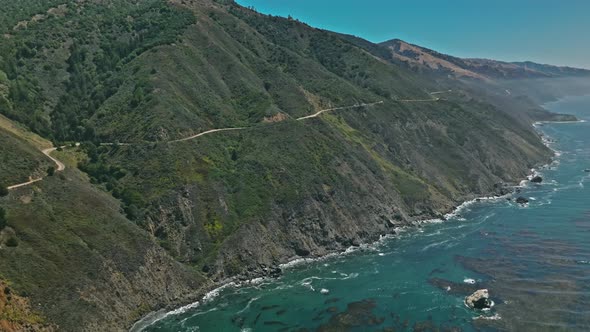 Winding Roads on a Mountain Along Pacific Coast in California