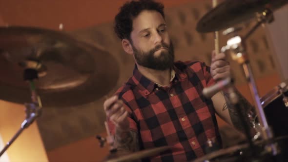 Musician playing drum