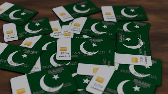 credit cards background with Pakistan flag