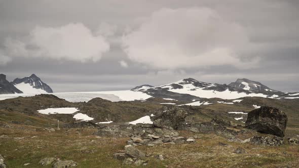 Clouds Moving Over Snowy Mountains, Norway