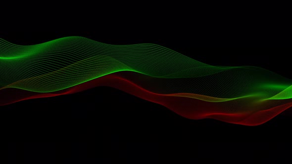 New Technology Digital Particle Wave Motion On Black Background