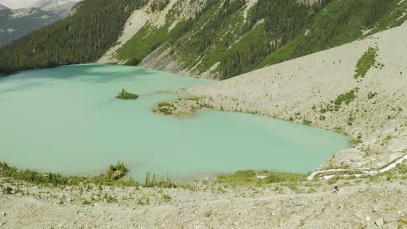 Joffre Lakes in British Columbia, Canada, Aerial Shot in 4K