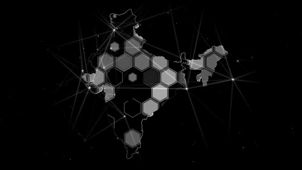 Digital Hexagon Background In India Map