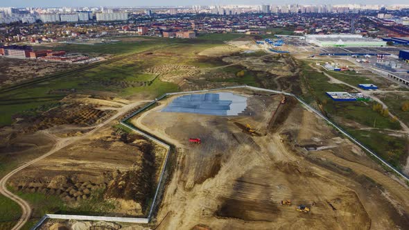 Construction Site with Foil for Waterproofing Timelapse