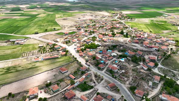 Small farming village in Turkey aerial view 4 K