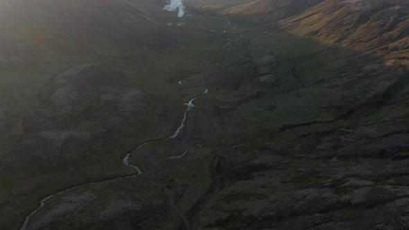 Look Up Revealing Drone Point of View of Breathtaking Highlands of Iceland