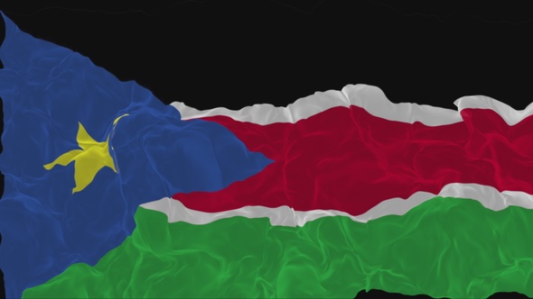 flag South Sudan turns into smoke. State weakening concept a crisis, alpha channel