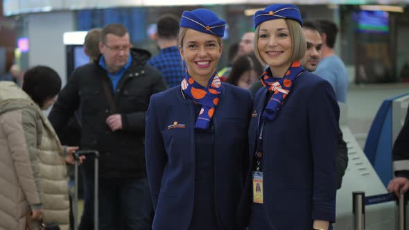 Female employees of Sheremetyevo Airport, Moscow