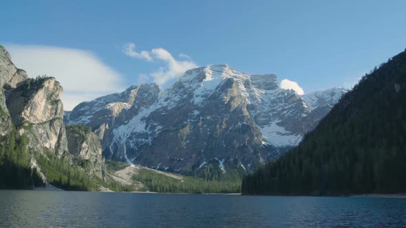 Clouds flying above Dolomites mountains, time-lapse video, beautiful landscape