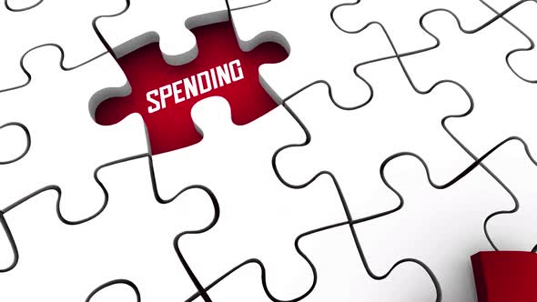 Cost Control Cut Spending Puzzle Pieces Budget Tightening 3d Animation