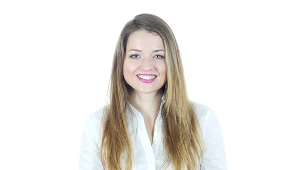 Portrait Of Smiling Woman , White Background