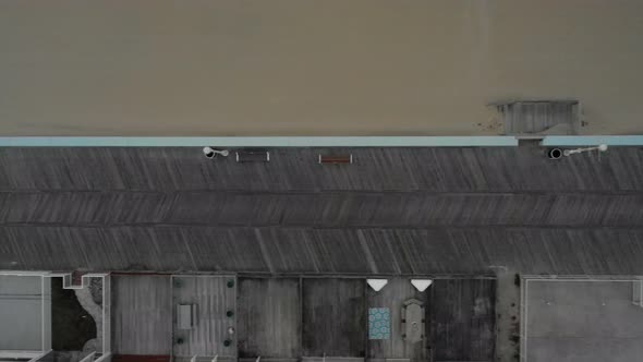 Aerial of a boardwalk by the beach