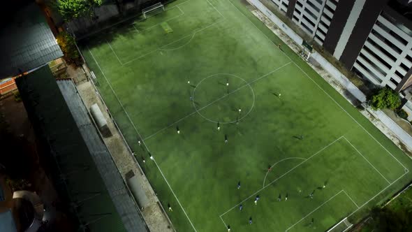 View of a soccer field during a practice game