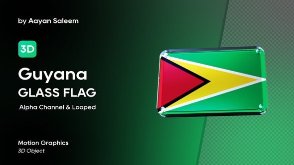 Guyana Flag 3D Glass Badge