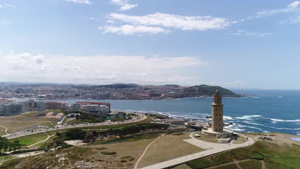 Aerial Drone Footage of Coruna Galicia Spain