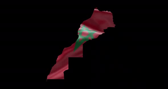 Morocco national flag background with country shape outline. Alpha channel animation