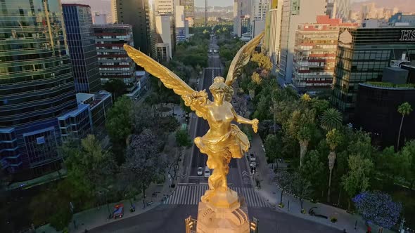 AEREAL SHOT OF The Angel of Independence, Mexico City