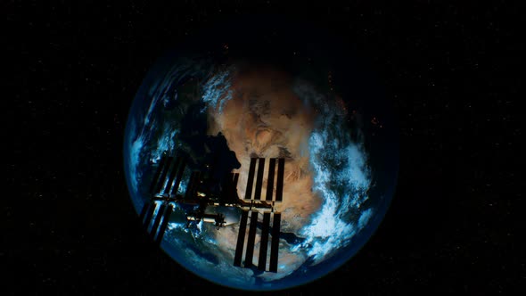 International Space Station in Outer Space Over the Planet Earth Orbit alt