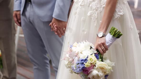 Real Butterfly On Beautiful Bride's Bouquet