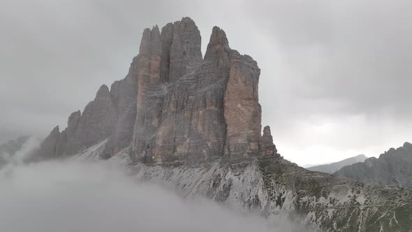 Beautiful cloudy day in Dolomites mountains