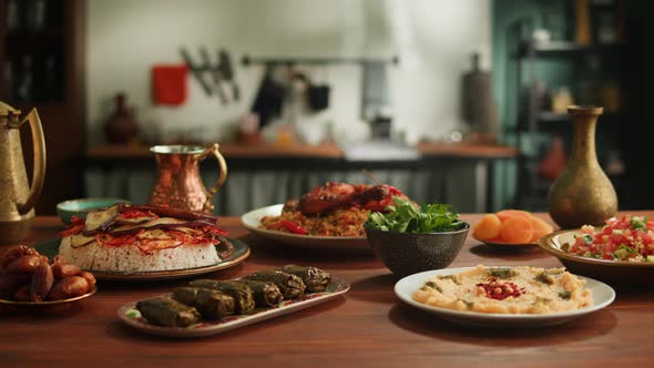 Kabsa Maqluba Dolma Tabbouleh Closeup Rice and Meat Dish Middle Eastern National Traditional Food