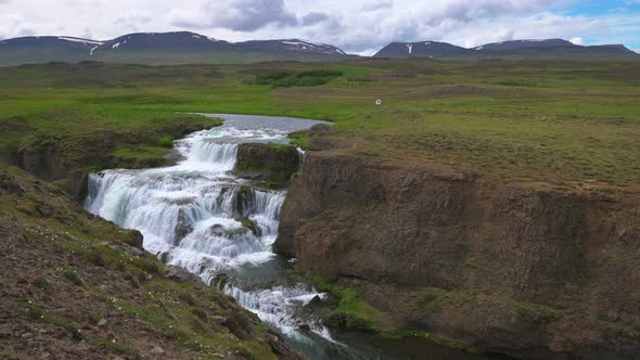 Reykjafoss Waterfall in Skagafjordur, Iceland