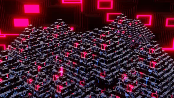 4K 3D animation. Abstract futuristic geometric shapes background