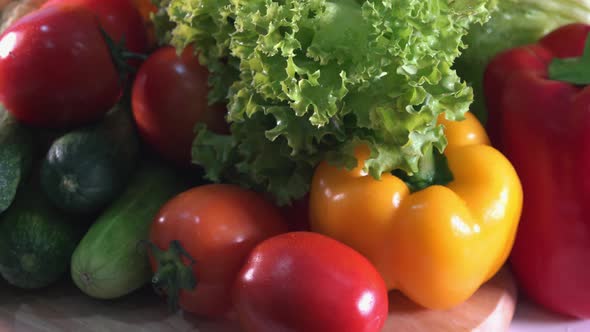 Mixed Fresh Vegetables Spinning From the Side