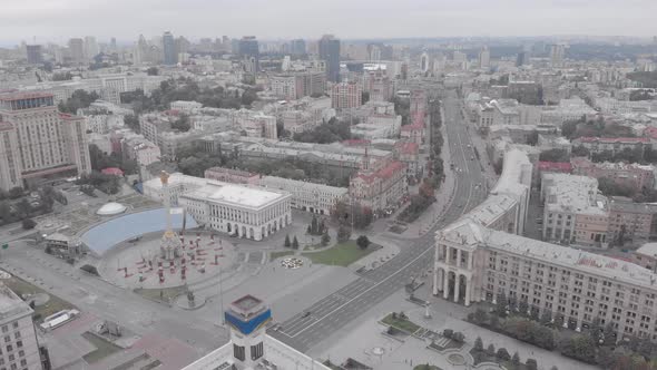 Independence Square in Kyiv, Ukraine. Maidan. Aerial View