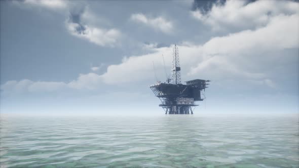 Large Pacific Ocean Offshore Oil Rig Drilling Platform