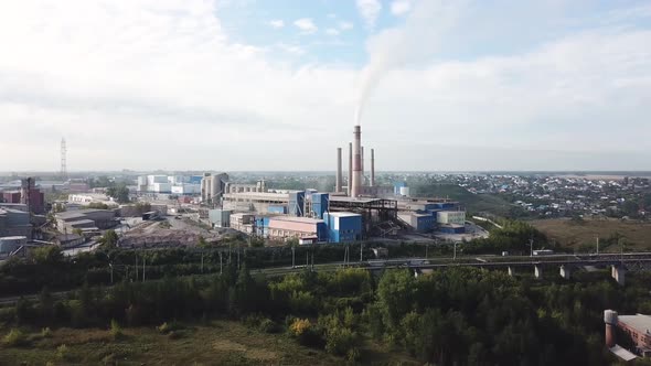 Aerial view of industrial area with chemical plant