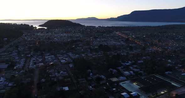 City Of Pucon Chile Lake In Background