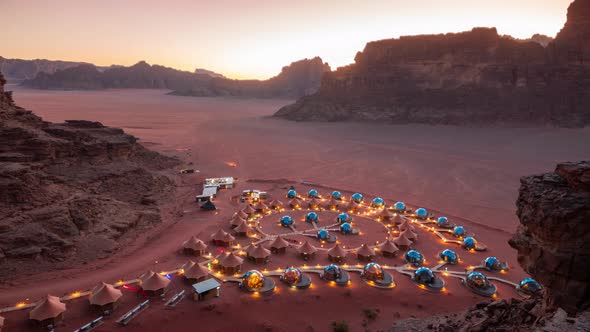 Timelapse Glamping with Bubble Domes in Wadi Rum Jordan