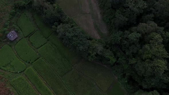 mountainous terrain aerialin North of Thailand