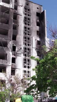 Vertical Video of a Wartorn House in Ukraine