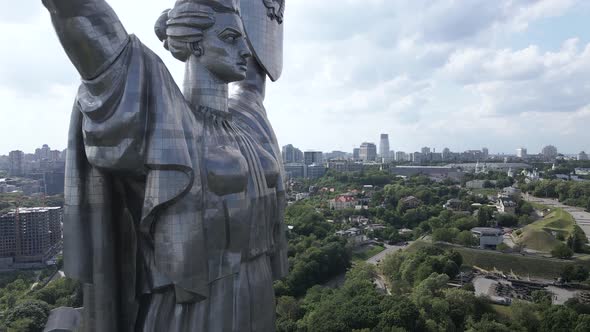 Kyiv, Ukraine: Aerial View of the Motherland Monument.