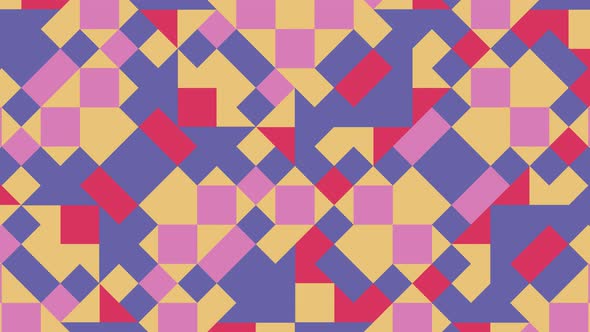 Abstract animated mosaic with geometric tiles. Multicolor dynamic pattern