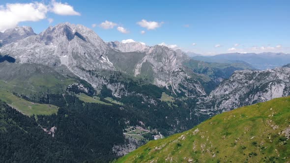 Drone view of alpine landscape in summer, Ploeckenpass, Austria