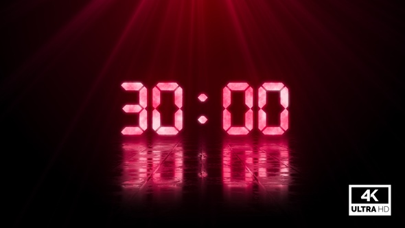 Digital Negative Countdown 30 Seconds Red 4K