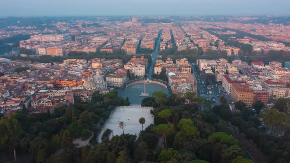 Rome Aerial View At Sunrise