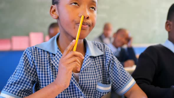Schoolkid studying in the classroom 4k