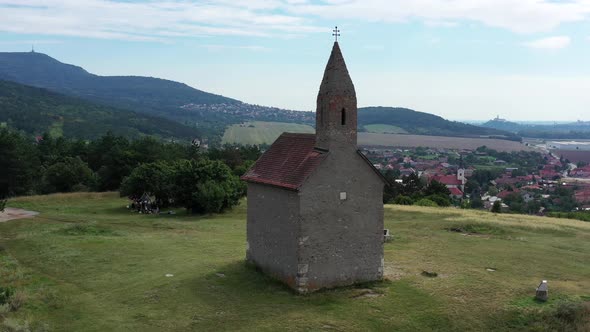 Aerial view of Drazovsky Church in Nitra, Slovakia