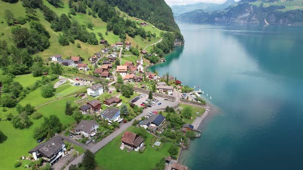 Switzerland, Drone View, vierwaldstättersee lake, Mountains, Beautiful Landscape