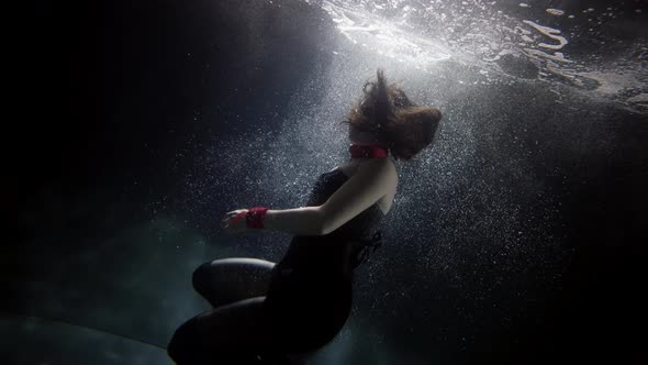 Sexy Woman Is Posing Underwater Fashion Model Subaquatic Shot