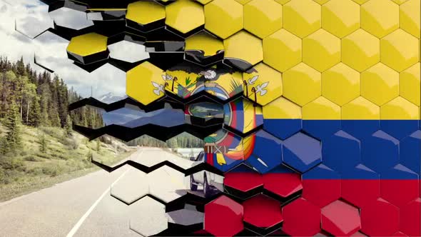 Ecuador Flag Hexagon Transition - 4K Resolution alt