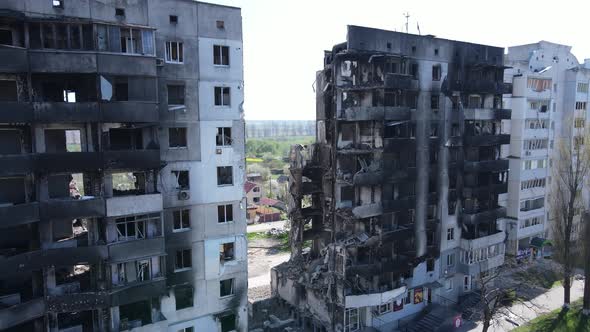 Destroyed Residential Building in Borodyanka Kyiv Region Ukraine