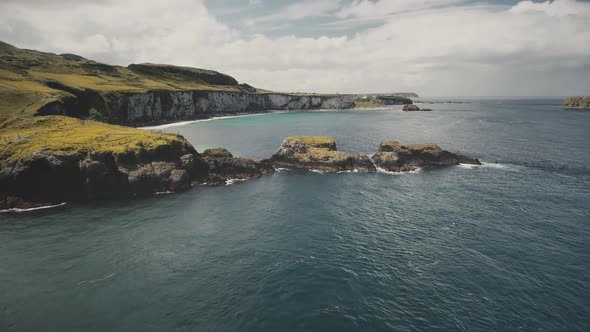 Autumn Irish Landscape Aerial View Ocean Bay of Carrick Island